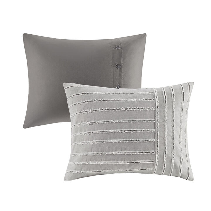 Gracie Mills Cora Oversized Cotton Clipped Jacquard Comforter Set with Euro Shams Throw Pillows