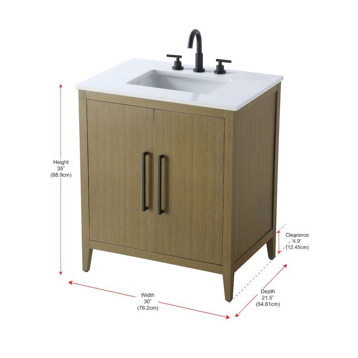 Elegant Kitchen and Bath 30 Inch Single Bathroom Vanity In Chestnut Brown