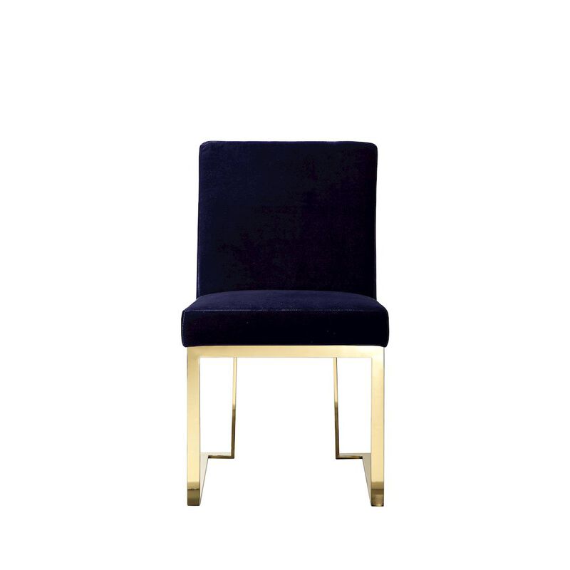 Pangea Home Gold Dexter Side Chair Velvet Navy (Set Of 2)
