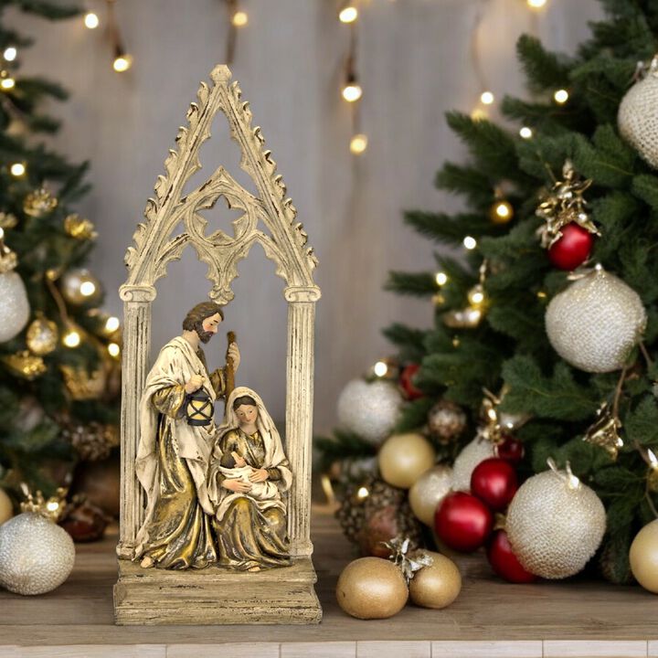 Resin Holy Family with Arch for Nativity and Holiday Decorations