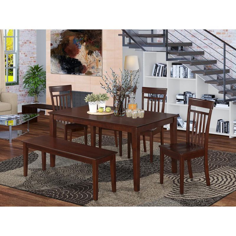 6 Pc Kitchen Table with bench set - Table and 4 Kitchen Chairs and 1 Bench