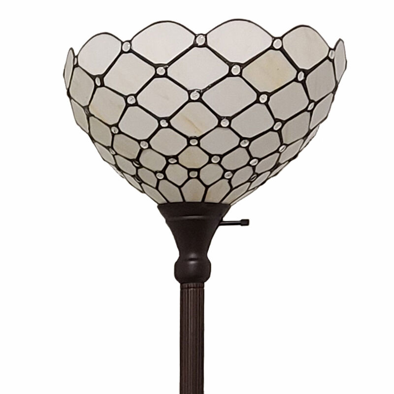 Hivvago 62" Brown And White Floor Lamp With White Glass Bowl Shade