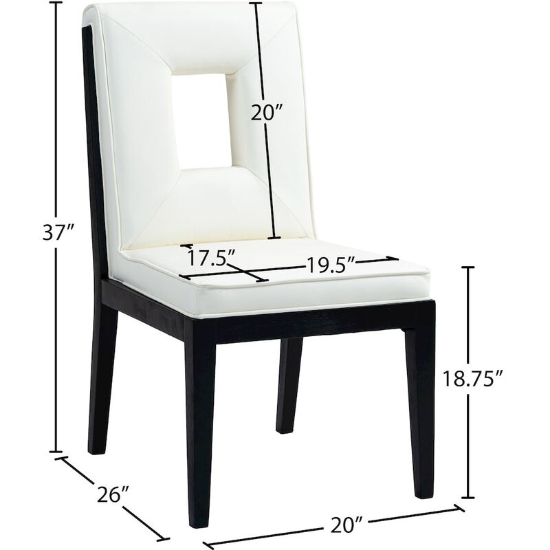 Meridian Furniture Gwendolyn Cream Vegan Leather Dining Side Chair, Set of 2