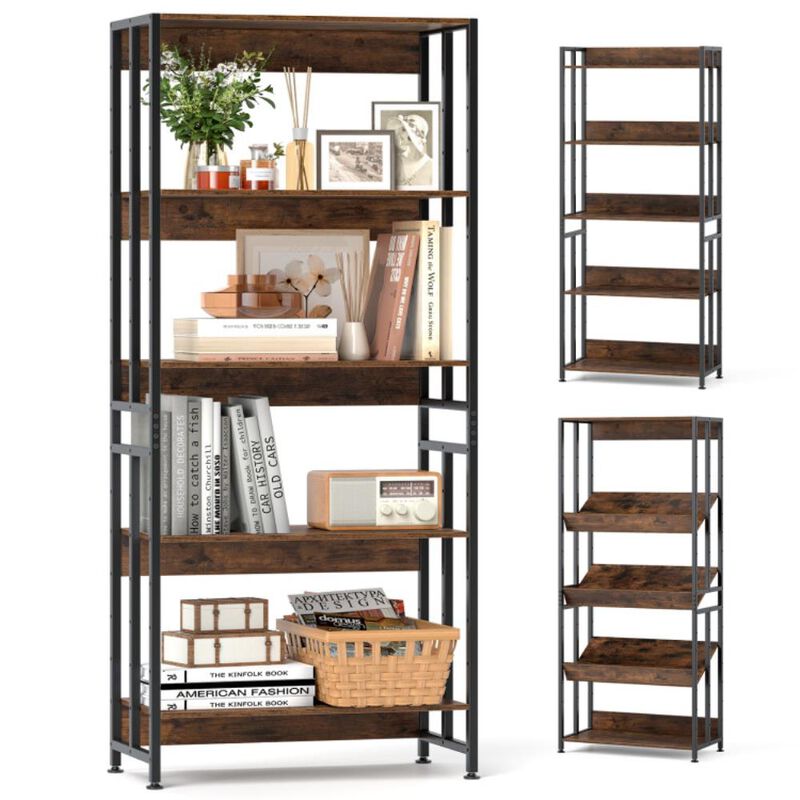 Hivvago 5-Tier Bookshelf with Adjustable and Tiltable Shelves