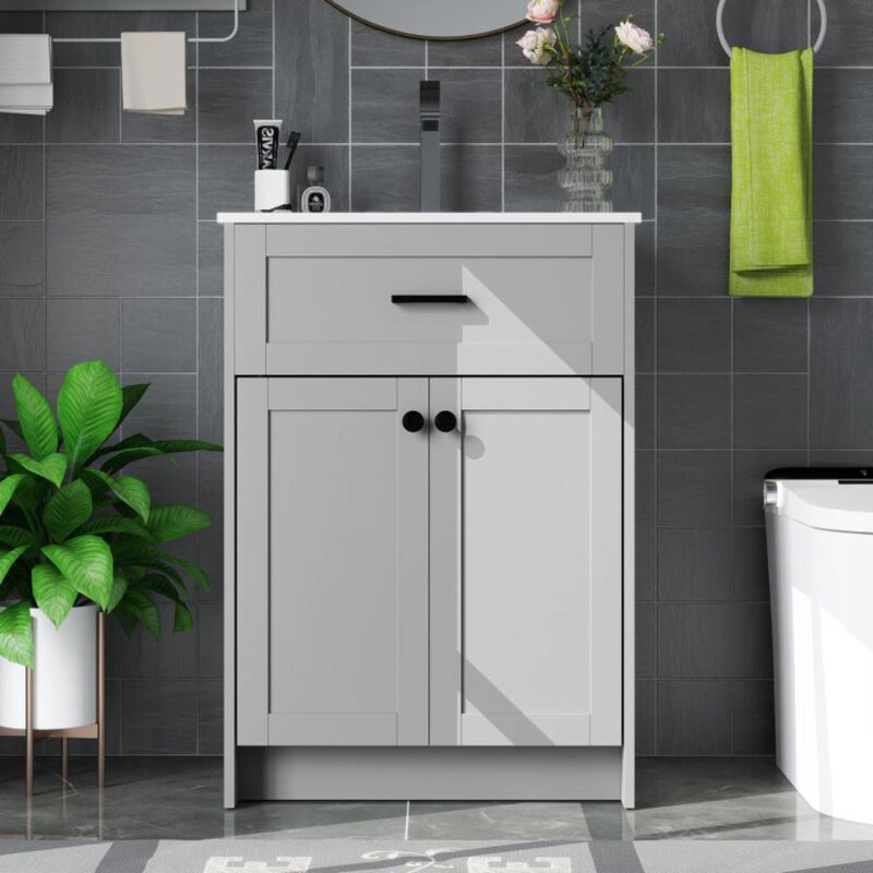Hivvago Bathroom Vanity Unit with Basin and 2 Doors