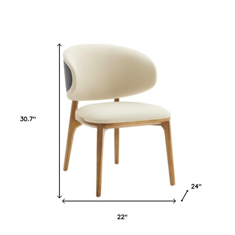 HomeRoots Cream And Brown Upholstered Fabric Wing Back Dining Side Chair image number 3