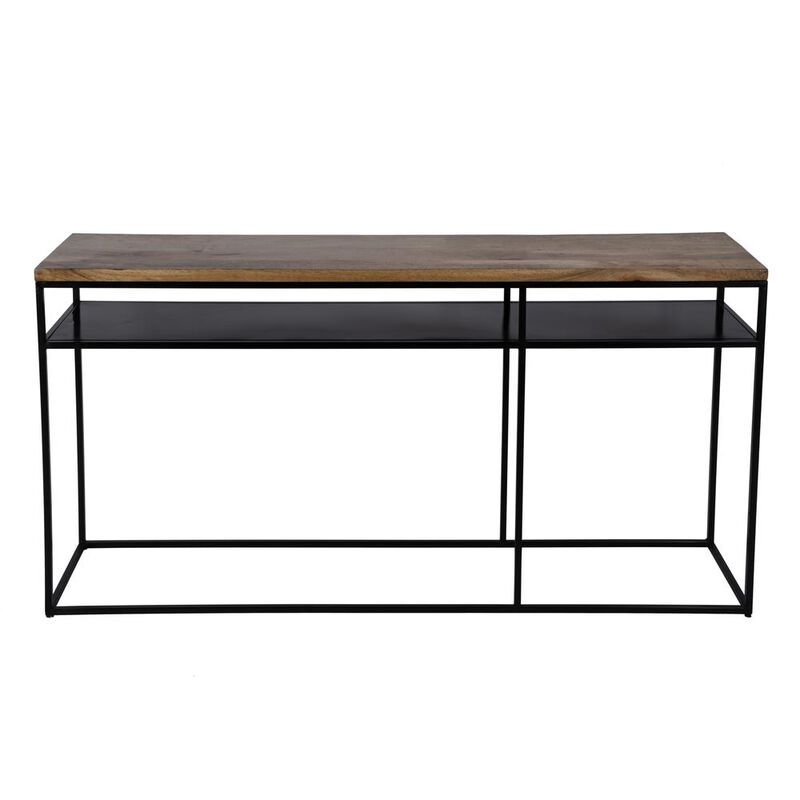 Butler Specialty Sutton 63 Iron and Wood Console Table with Storage, Light Brown