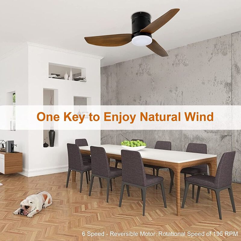 40-inch Ceiling Fan with LED Light and Remote Control, 6-Speed Modes, 2 Rotating Modes, Timer