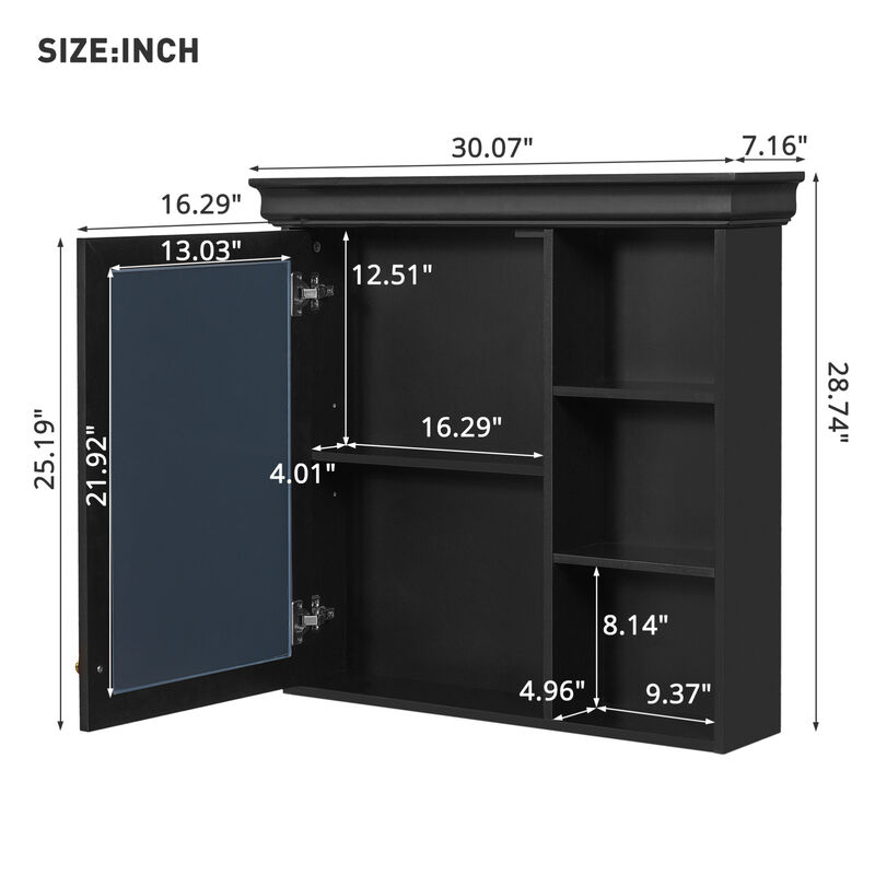 ELEMENT ACE Wall Mounted Medicine Cabinet with Adjustable Shelves and Soft Close Doors image number 2