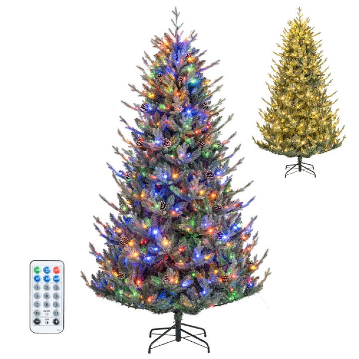 Artificial Christmas Tree, Pre-Lit with Multicolor LED Lights-7.5 ft