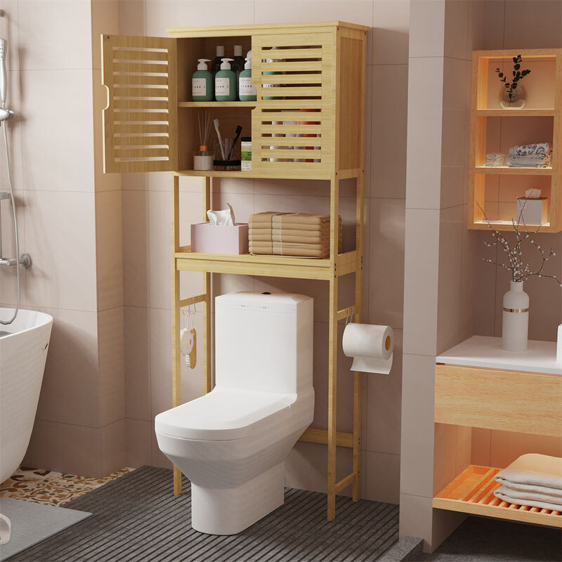 Over-The-Toilet Storage Rack 3-Tier Bathroom Organizer Shelf Cabinet Over Toilet image number 3