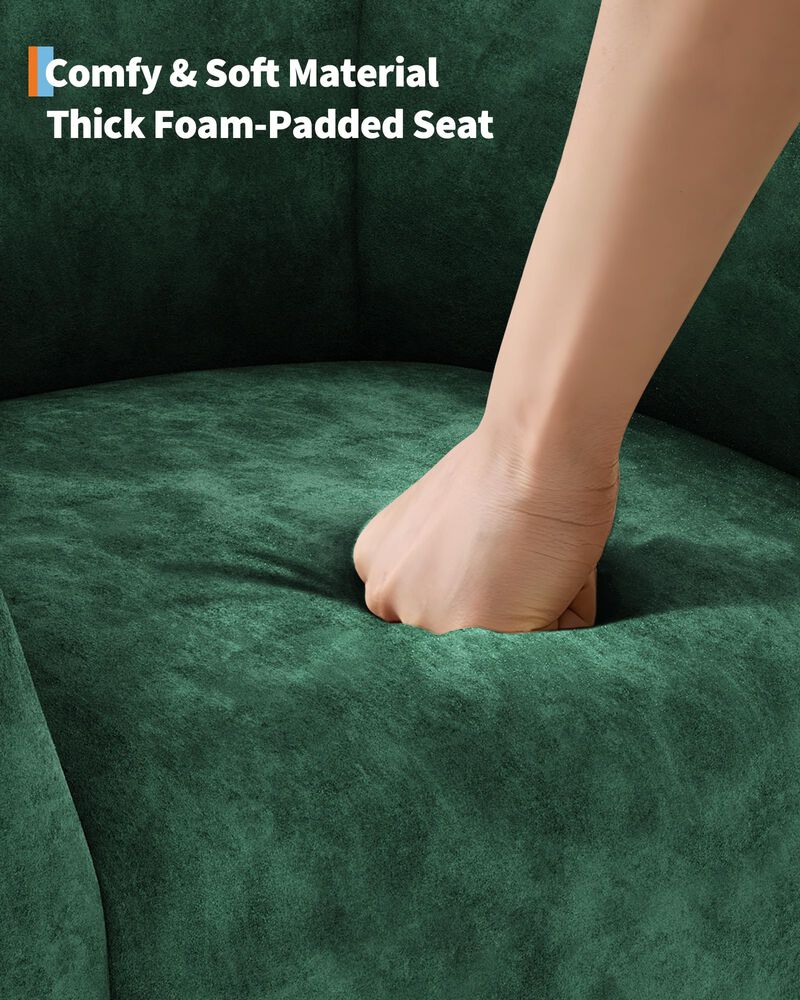 Modern Barrel Accent Chair, Soft Padded Round Armchair in Suede & Boucle Fabric, Ideal for Living Room, Bedroom and Lounge image number 3