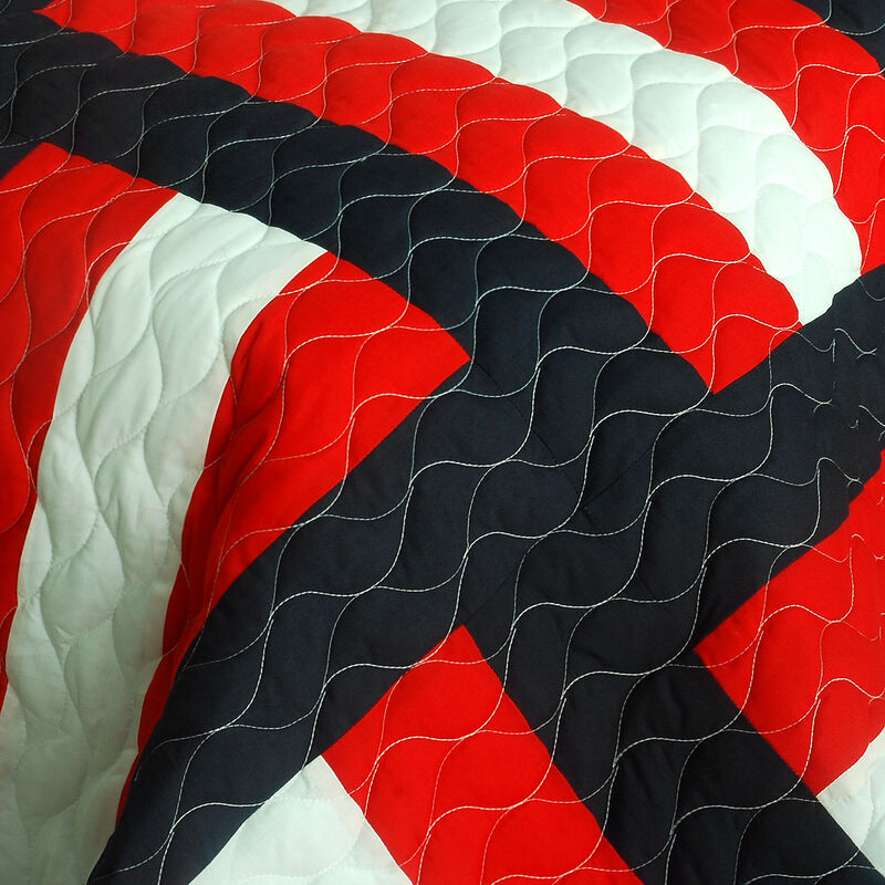 3 Piece Queen Patchwork Quilt Set Love Spell Bedroom Bedding image number 2
