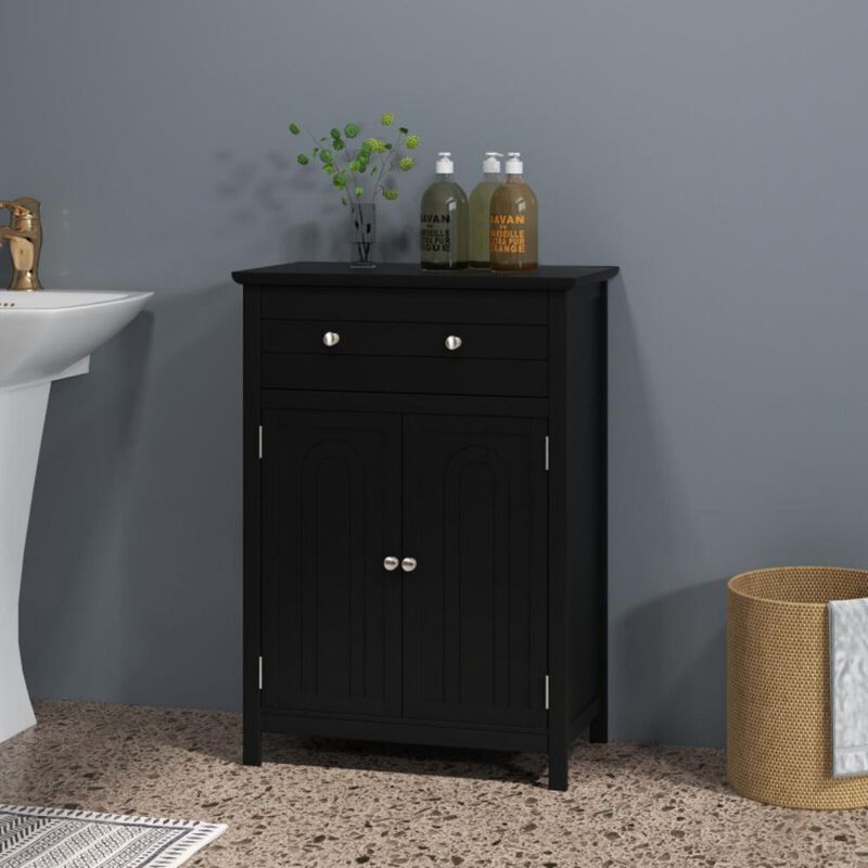 Hivvago Wooden Bathroom Floor Cabinet with Drawer and Adjustable Shelf