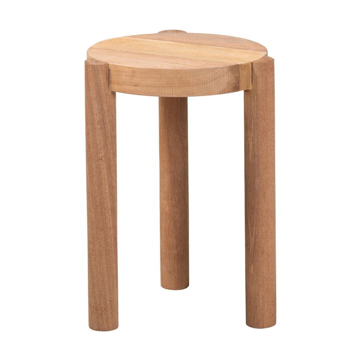 bali & pari Shadi Acacia Wood Multipurpose Accent Stool - Sculptural End Table with Tripod Base for Living Room, Bedroom or Dining Room