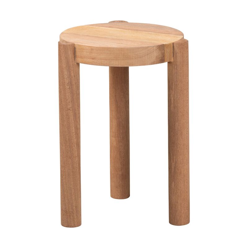 bali & pari Shadi Acacia Wood Multipurpose Accent Stool - Sculptural End Table with Tripod Base for Living Room, Bedroom or Dining Room image number 1