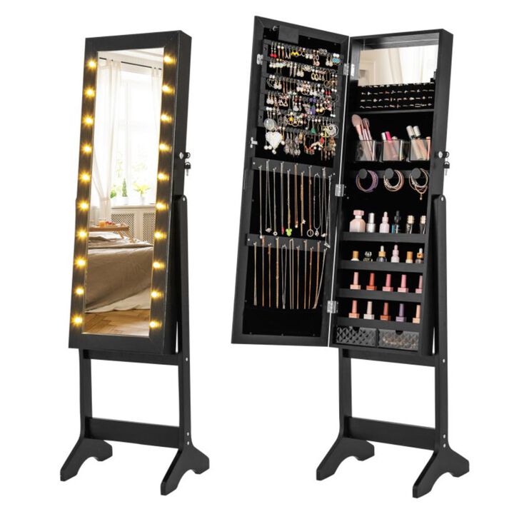 Hivvago Mirror Jewelry Cabinet with 20 Warm Lights and 4 Tilt Angles