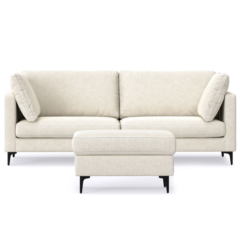 Ava 90 inch Mid Century Sofa with Ottoman Set image number 2