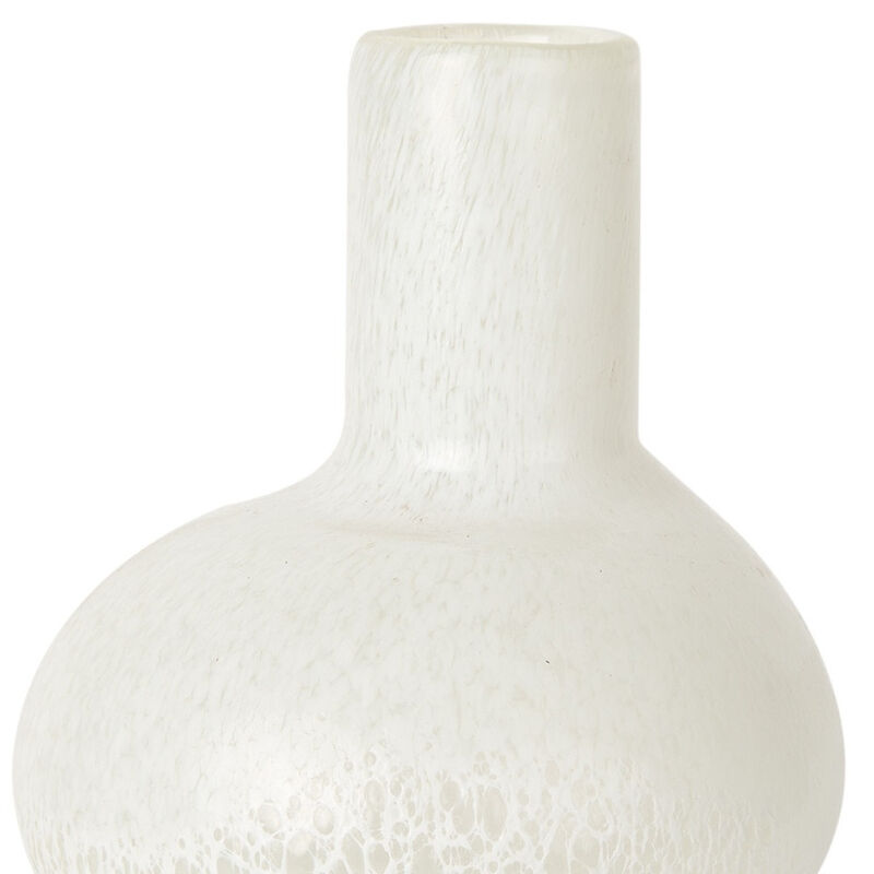 HomeRoots 12" White Mottled Handblown Glass Table Vase image number 1