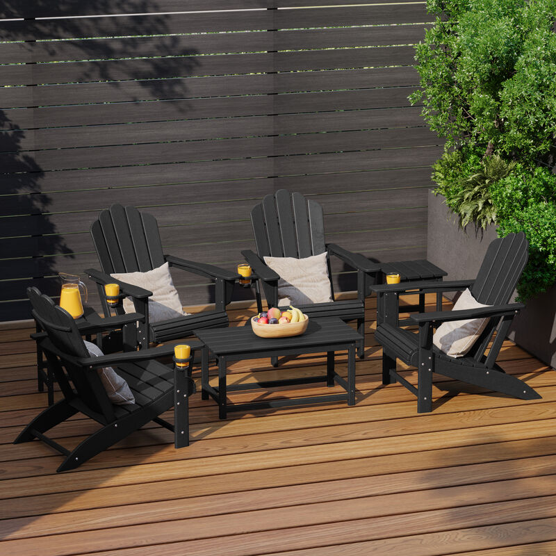 WestinTrends 7-Piece HDPE Outdoor Patio Furniture Adirondack Conversation Set