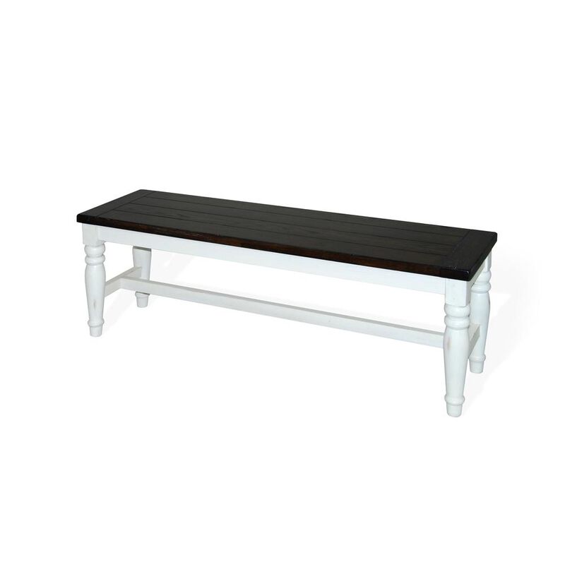 Sunny Designs White Bench with Wood Seat