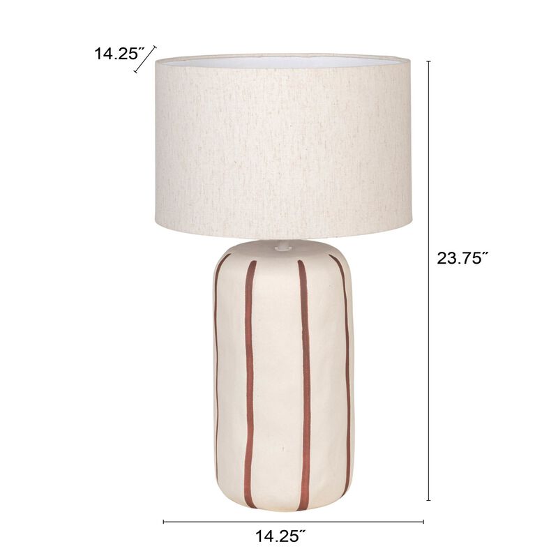 Stoneware Table Lamp with Hand-Painted Stripes and Linen Shade image number 2