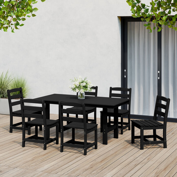 WestinTrends 7-Piece HDPE Outdoor Rectangular Patio Dining Table Set with Side Chairs