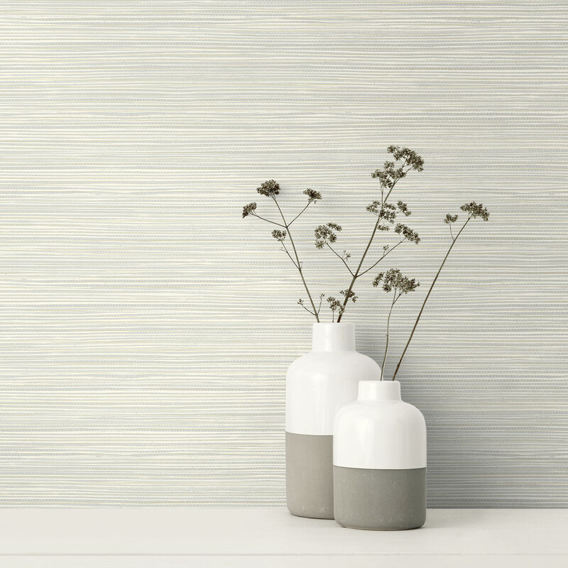 Bondi Light Grey Grasscloth Texture Wallpaper image number 1