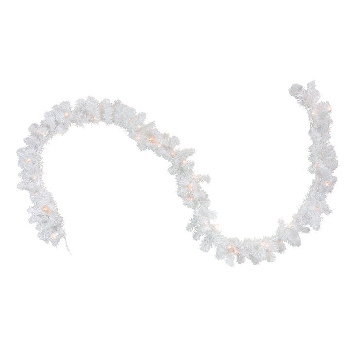 50' x 10" Pre-Lit Commercial Length Snow White Christmas Garland  Clear Lights