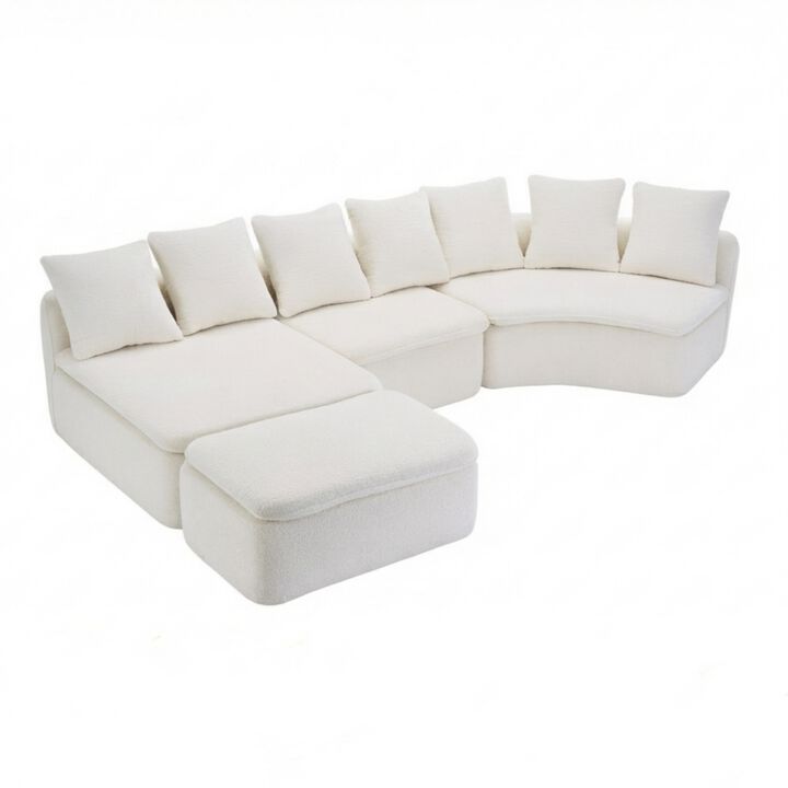 Whisen 133" U-Shaped Modular Sectional Sofa, Chenille Foam with Removable Chaise, No Assembly Required for Living Room