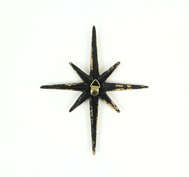 Set of 6 Metallic Gold Cast Iron Starburst Wall Hangings 8 Pointed Stars image number 3