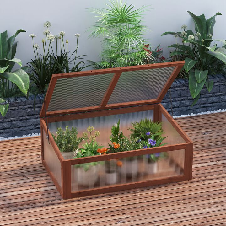 Hivvago Wooden Cold Frame Greenhouse with Polycarbonate Panels