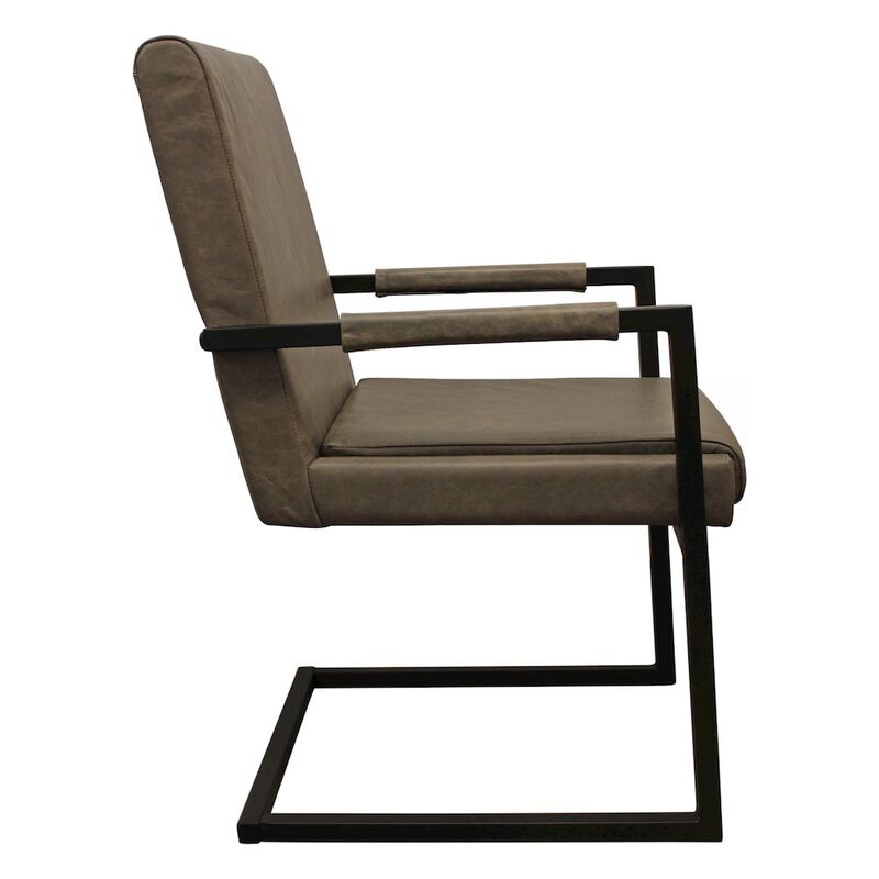 Wendy Arm Chair in Gray Leather 2-Piece Set