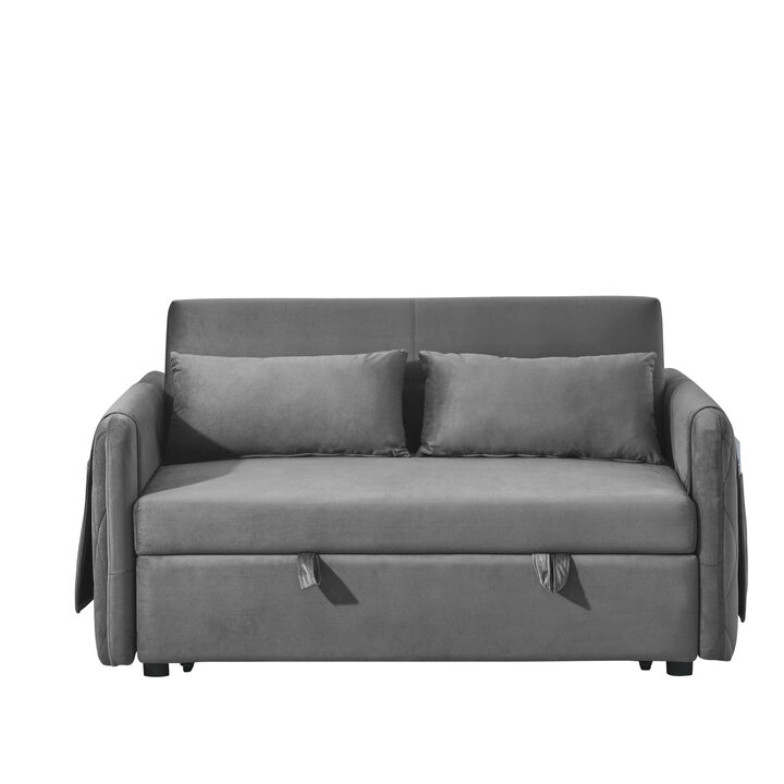 Merax Modern Convertible Sofa Bed with 2 Detachable Arm Pockets
