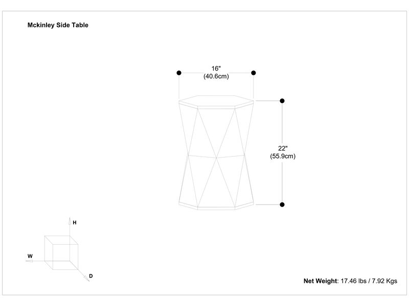 Mckinley 16 inch Wide Solid Mango Contemporary End Table in Ash Grey, Assembled