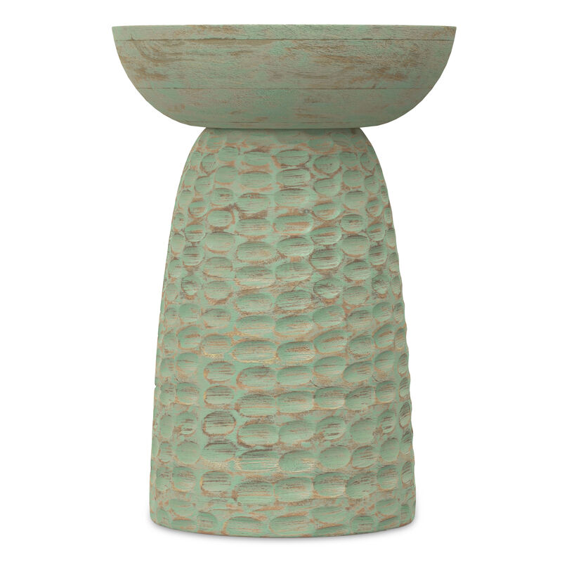 Boyd 13 inch Wide Solid Wood Contemporary Accent Table in Green Wash, Assembled