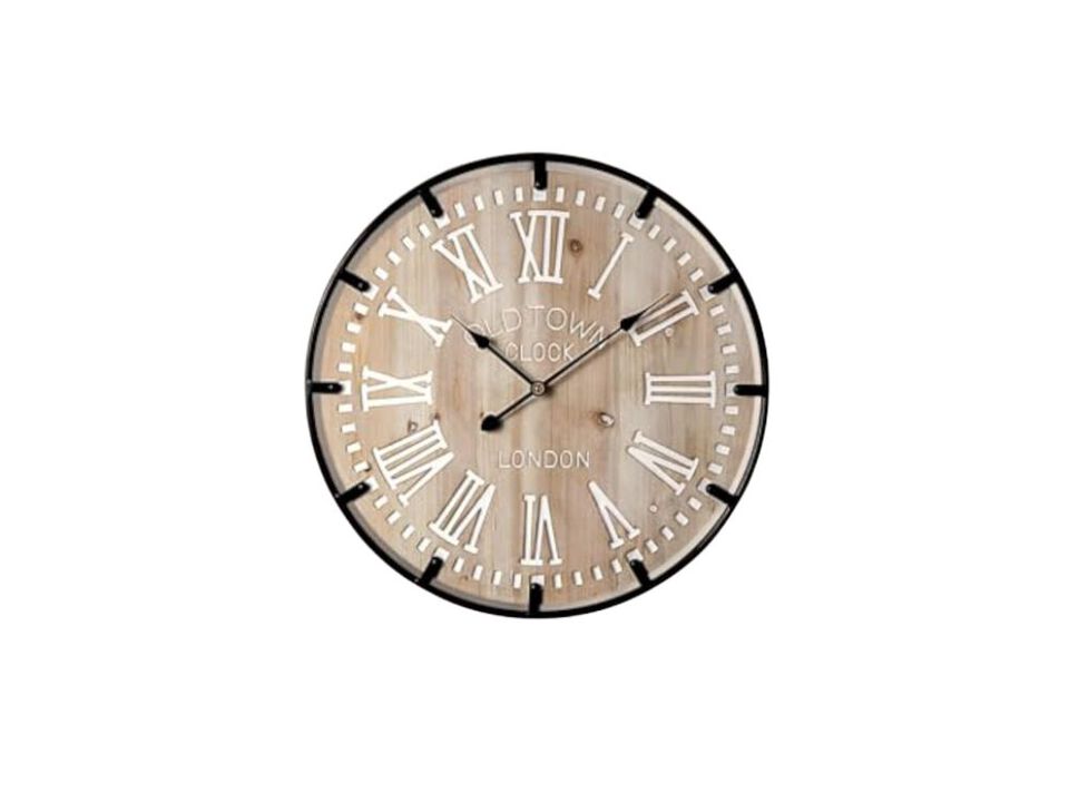 Farmhouse 24 Inch Extra Large Decor Wall Clock Metal Circle Oversized Wood Roman