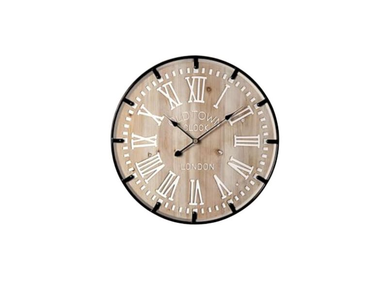 Farmhouse 24 Inch Extra Large Decor Wall Clock Metal Circle Oversized Wood Roman image number 0