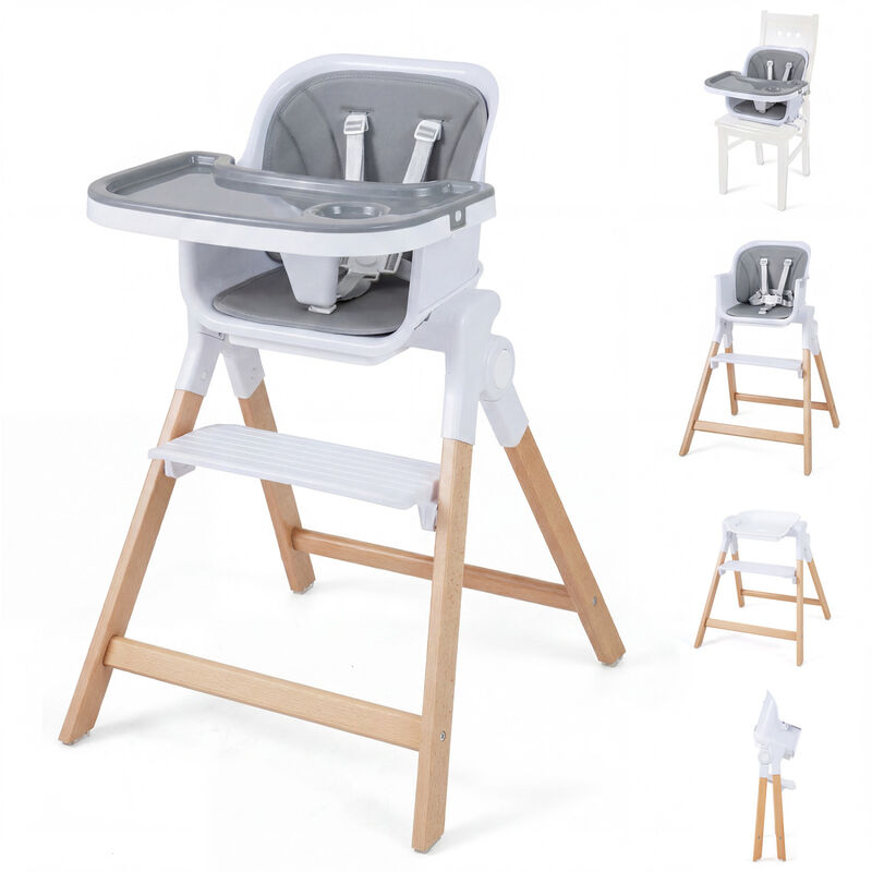 4-in-1 Baby High Chair with Removable Adjustable Feeding Tray image number 4