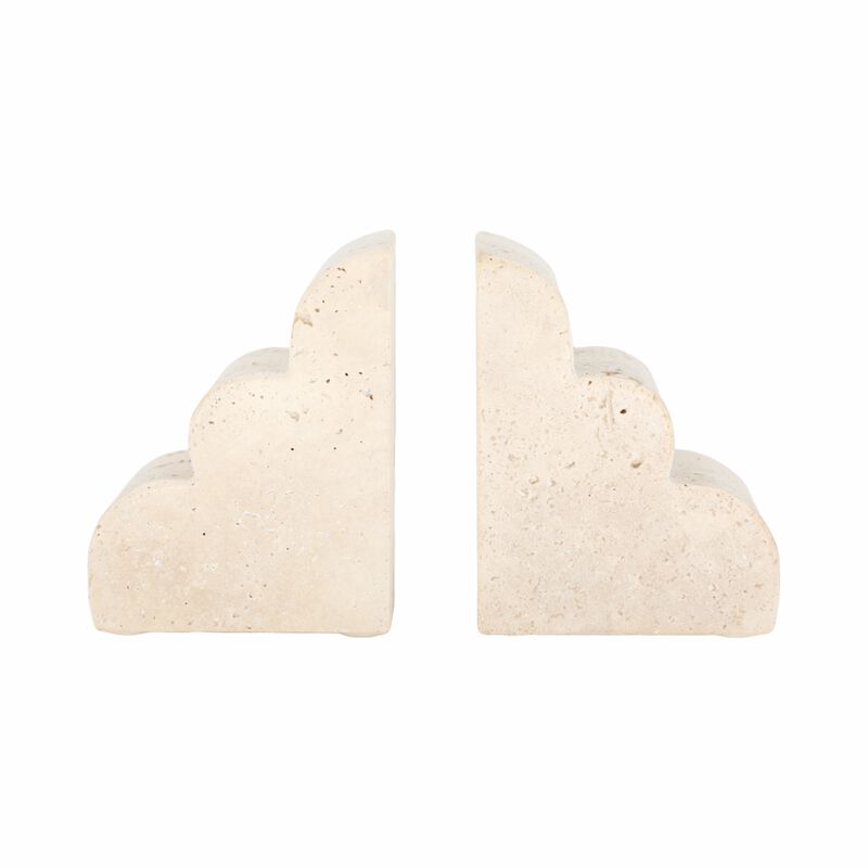 Set of 2 Travertine Cloud Bookends image number 0