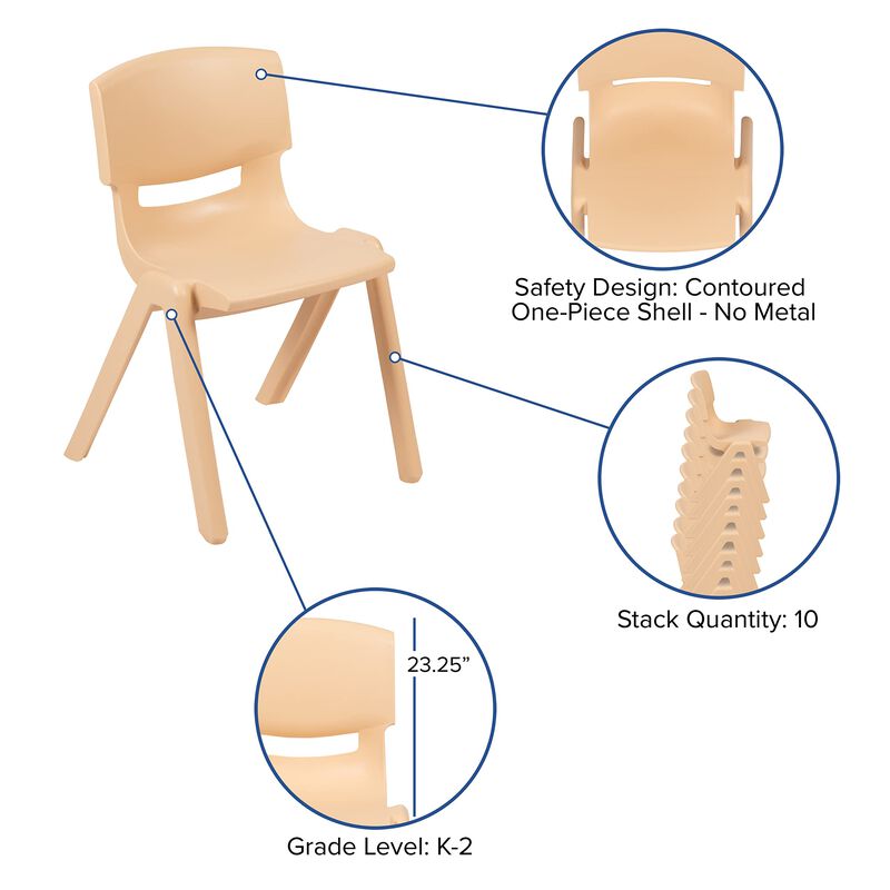 Flash Furniture 4 Pack Natural Plastic Stackable School Chair with 13.25" Seat Height