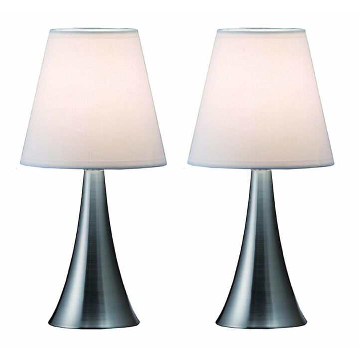 Two Pack Mini Touch Table Lamp Set with  Shades