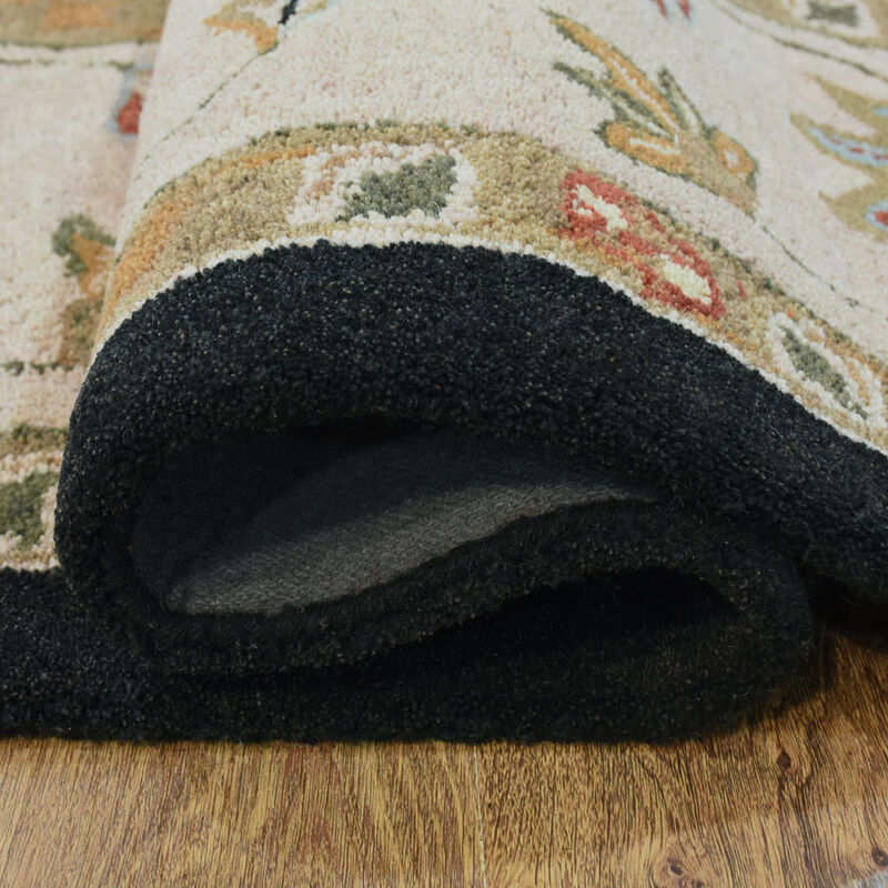 RUGSOTIC CARPETS HAND TUFTED WOOL ECO-FRIENDLY AREA RUGS  - 10'x13', Rectangle Shape, Black Beige, Classic Oriental Traditional  Design, High Pile Thick Handmade Anti Skid Area Rugs (K00106)