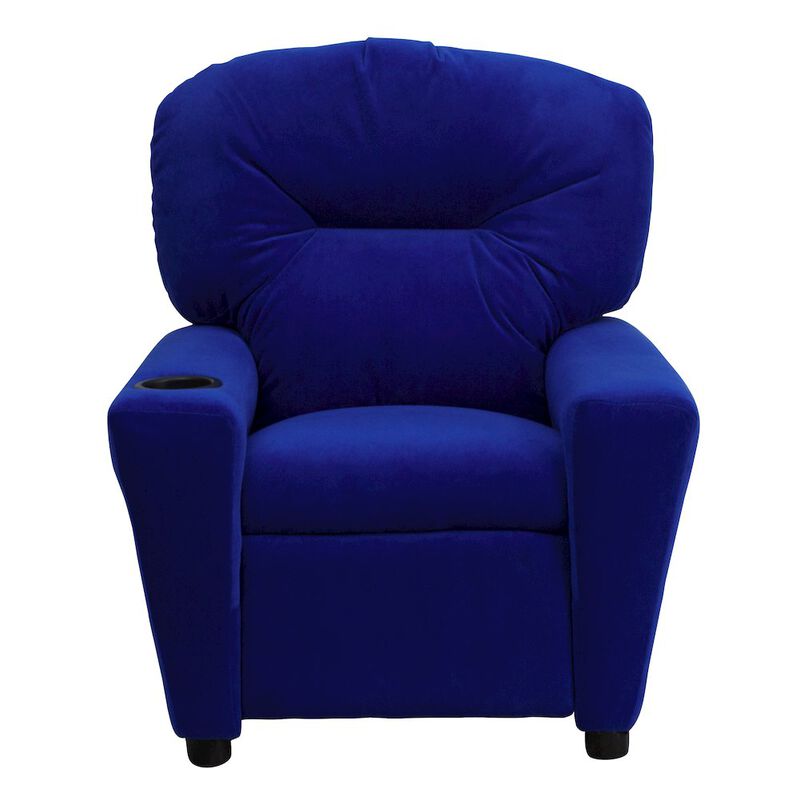 Flash Furniture Contemporary Blue Microfiber Kids Recliner with Cup Holder