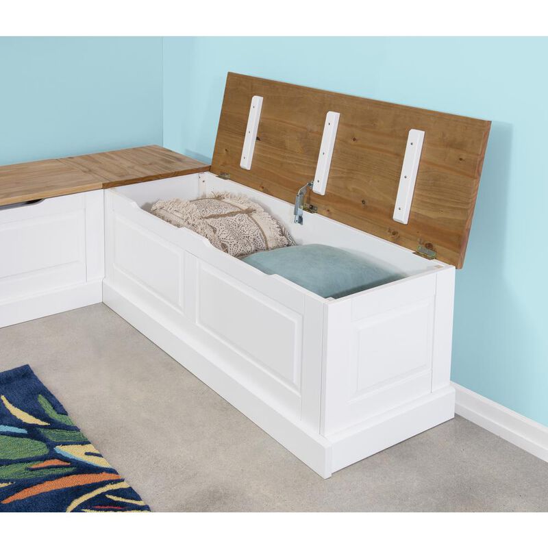 Linon Tobin Backless Two Tone Breakfast Nook, Natural And White