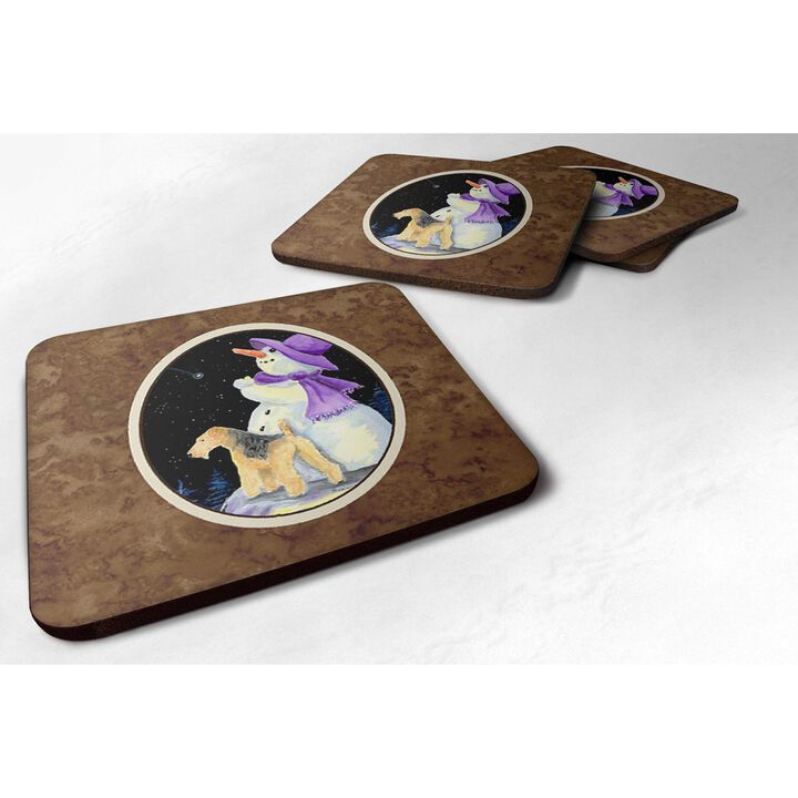 Caroline's Treasures SS8956FC Snowman with Lakeland Terrier Foam Coasters Set of 4 (Set of 4), 3.5 H x 3.5 W, Multicolor