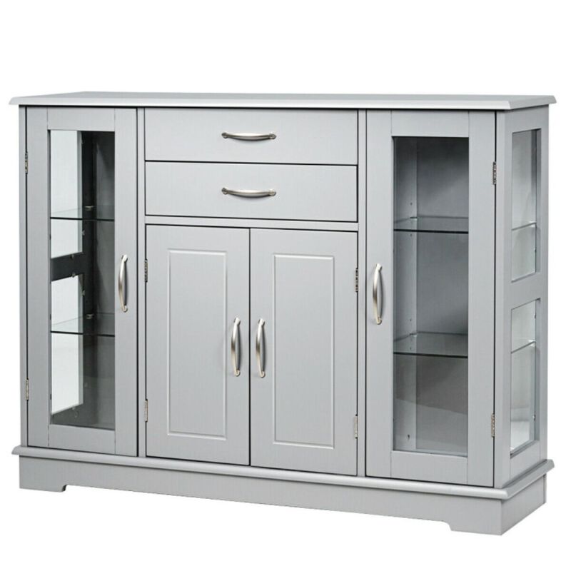 Buffet Storage Cabinet Console Cupboard with Glass Door