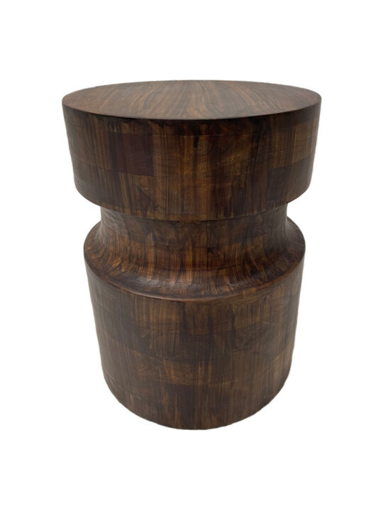 Hivvago 16 Inch Brown Solid Wood Round End Table