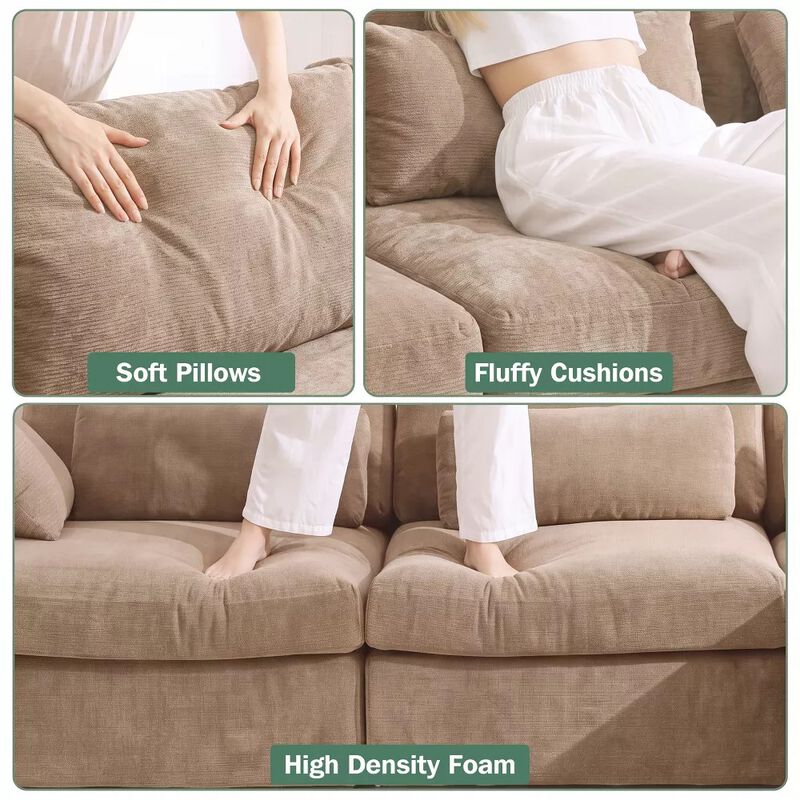 Vipbear 160" Oversized Modular 7-Seat V-Shaped Sectional Sofa with Movable Ottoman Boneless Couch image number 3