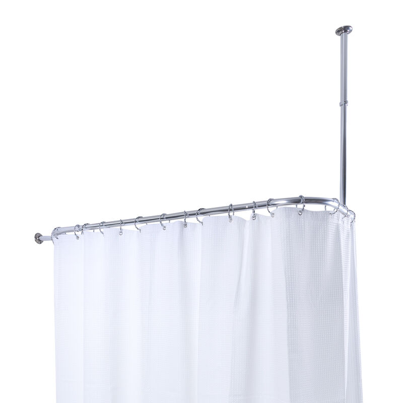Utopia Alley Rustproof Aluminum Hoop Oval Shower Rod With Ceiling Support for Free Standing Clawfoot Tub, 64 Inch Extra Large Size by 26 Inch + Shower Curtain 180x70 inch image number 7